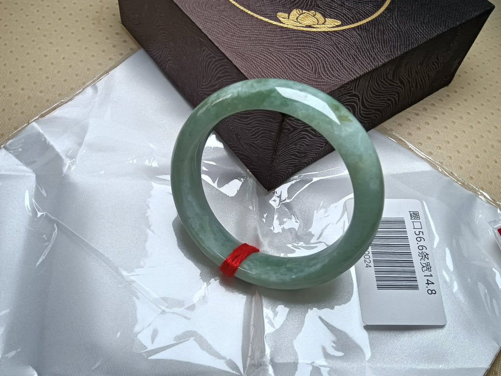 Apple Green Burmese JGIA Certified Jadeite Bangle (Size:56 - 57mm) D024 - Jadeite Ding