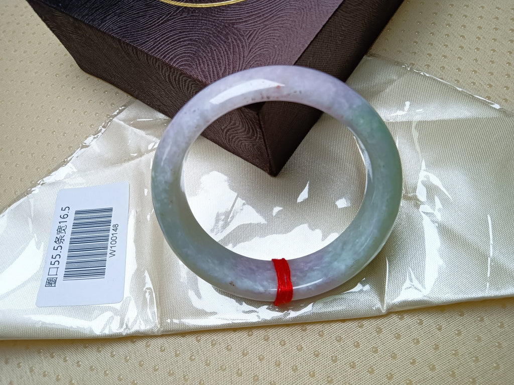 Apple Green & Lavender Spring Color Burmess Jadeite Bracelet (Size:55 - 56mm) - Jadeite Ding