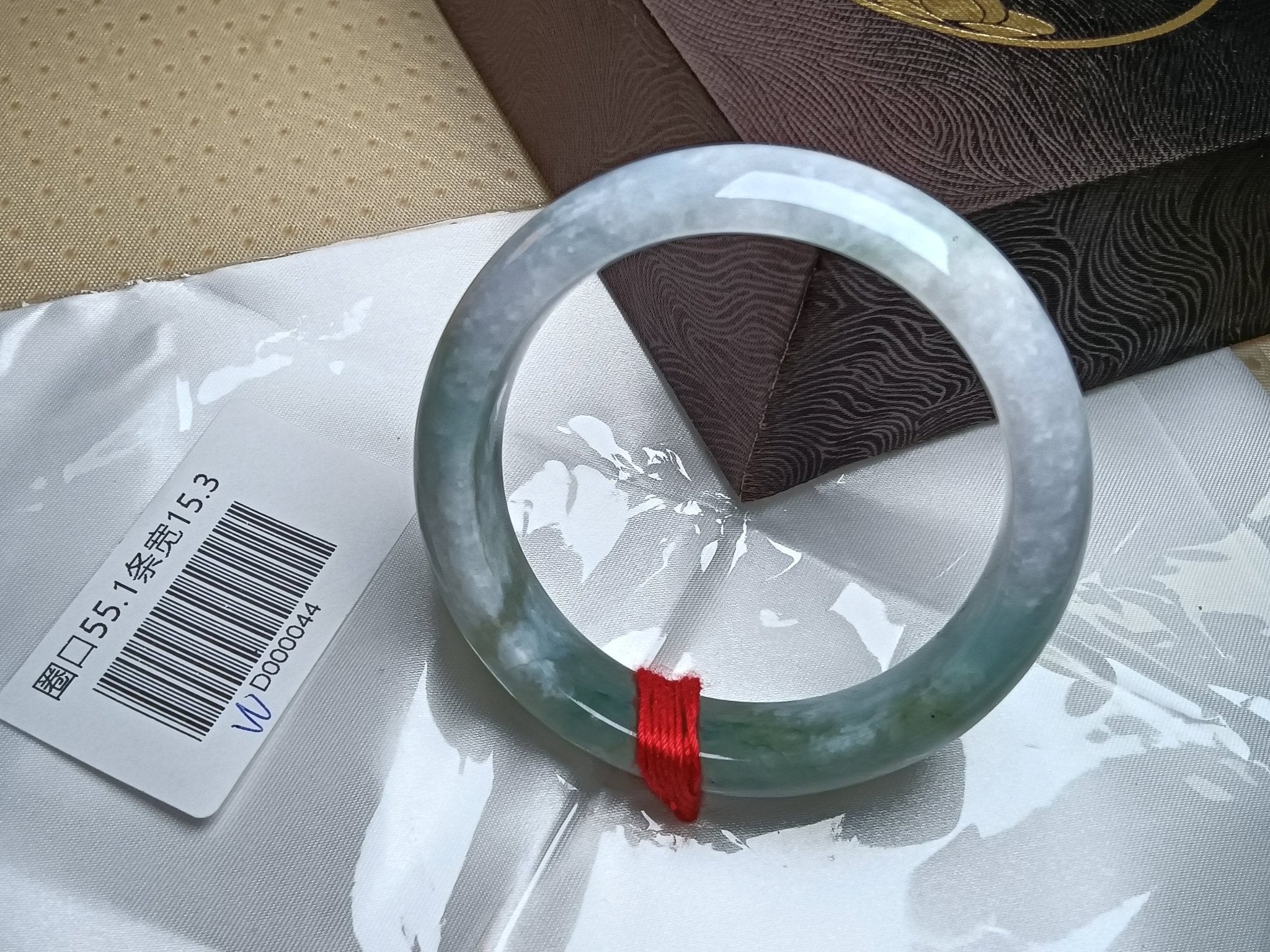 Apple Green mixed Lavender Burmese Jadeite Bracelet with Certificate (Size:54 - 55mm) - Jadeite Ding