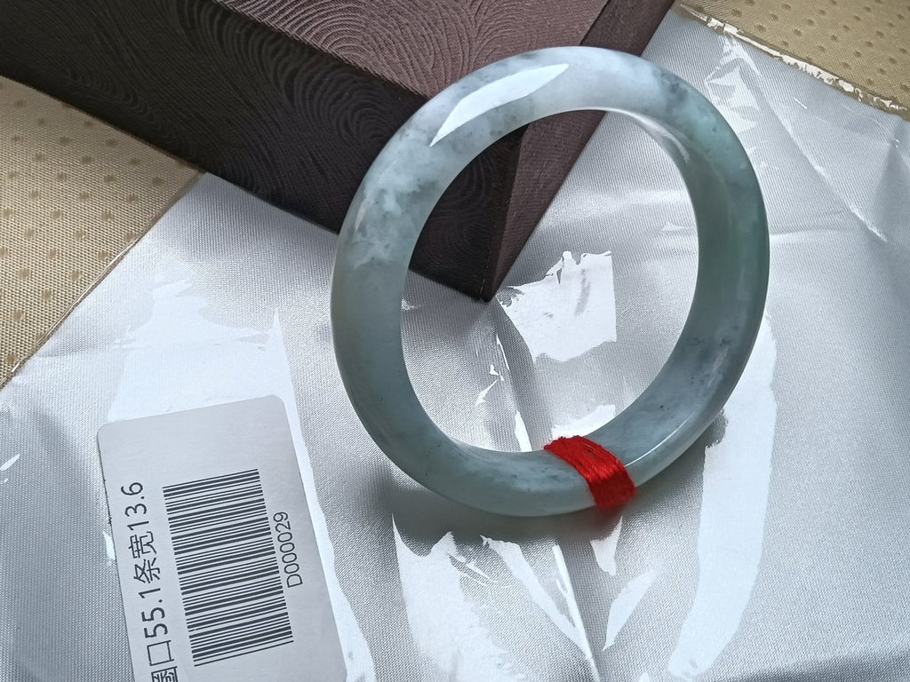 Apple Green mixed Lavender Burmese Jadeite Bracelet with Certificate (Size:54 - 55mm) - Jadeite Ding