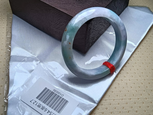 Apple Green mixed Lavender Burmese Jadeite Bracelet with Certificate (Size:54 - 55mm) - Jadeite Ding