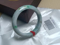 Bluesh Green with Flowing Flower Burmese JGIA Certified Jadeite Bangle (Size:54 - 55mm) - Jadeite Ding