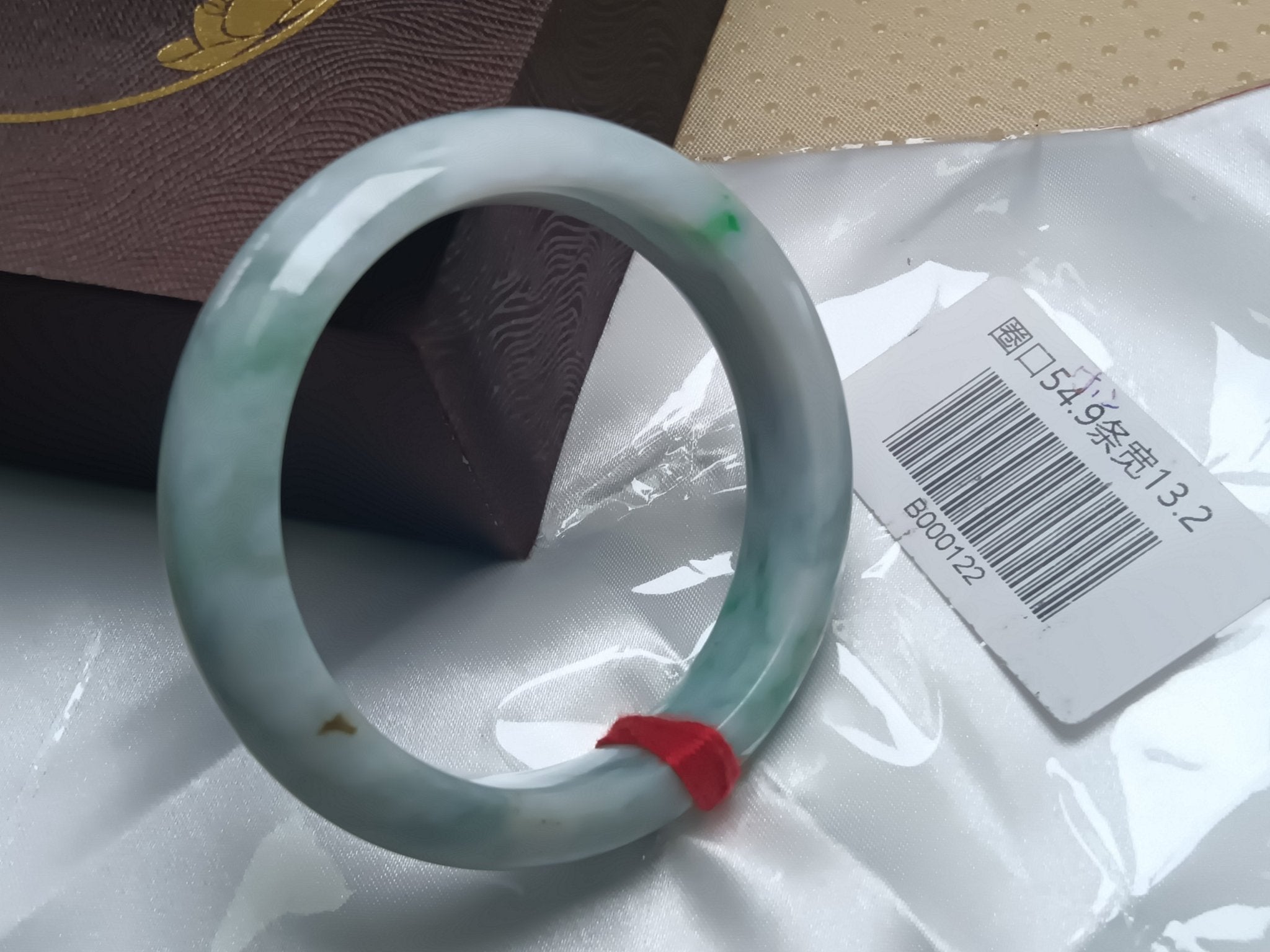 Bluesh Green with Flowing Flower Burmese JGIA Certified Jadeite Bangle (Size:54 - 55mm) - Jadeite Ding