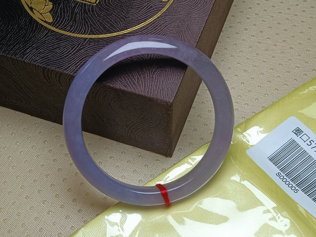 Buttery Full Lavender Natural Burmess Type - A Jadeite Bangles (Size:56 - 57mm) S005 - Jadeite Ding
