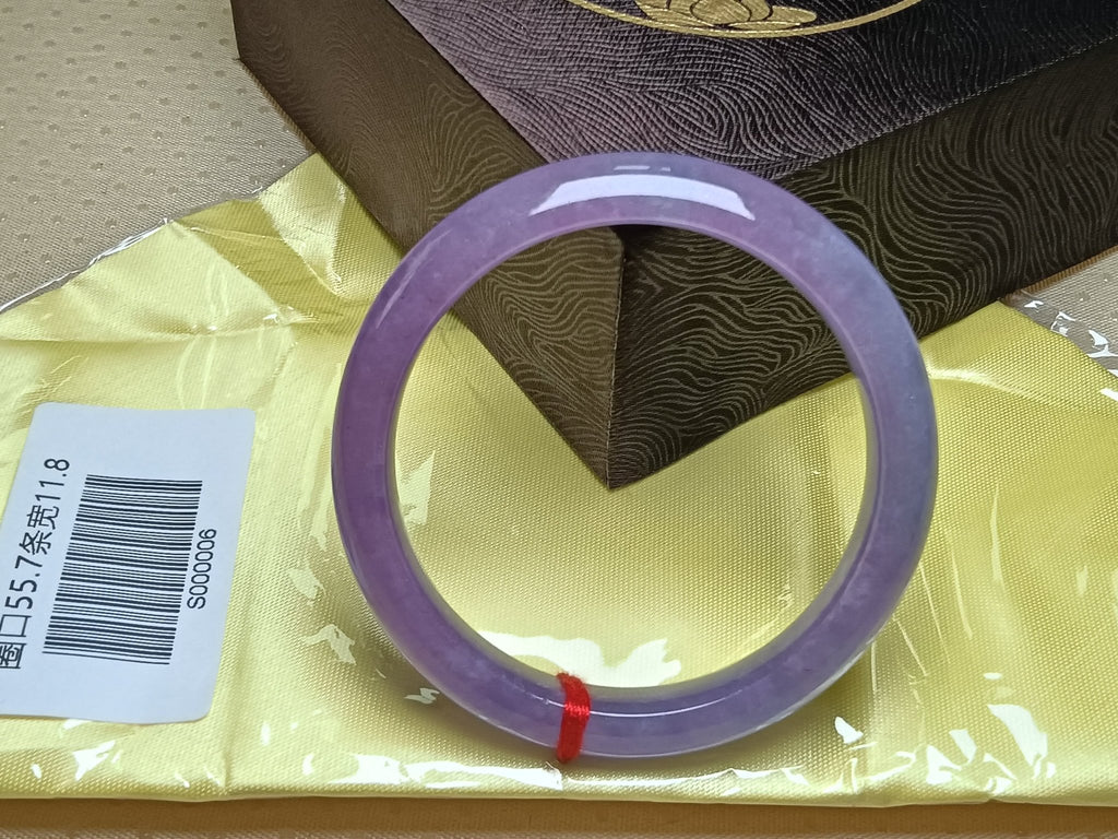 Clear Icy Full Lavender Natural Burmess Type - A Jadeite Bangles (Size:55 - 56mm) S006 - Jadeite Ding