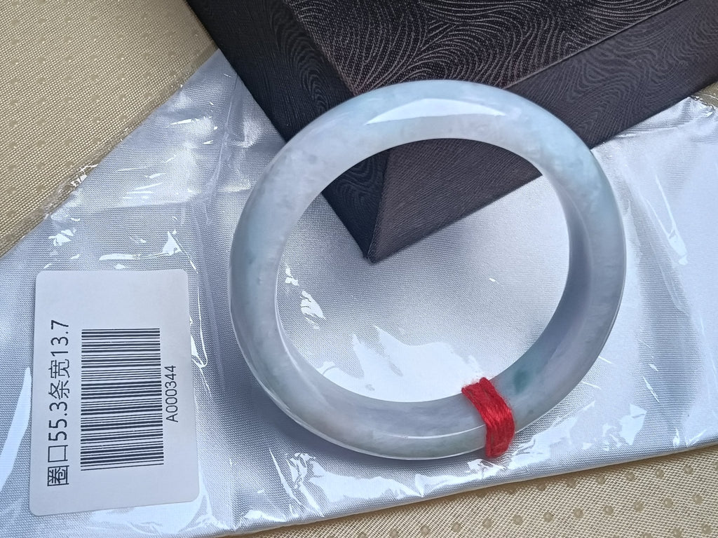Clear Lavender&Green Burmese JGIA Certified Jadeite Bangle (Size:55 - 56mm) - Jadeite Ding