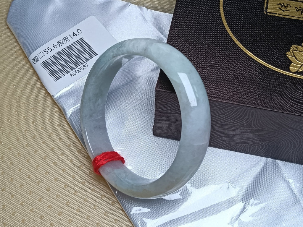 Clear Lavender&Green Burmese JGIA Certified Jadeite Bangle (Size:55 - 56mm) - Jadeite Ding
