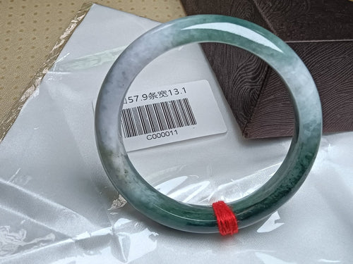Dark Green & Lavendar Burmese JGIA Certified Jadeite Bangle (Size:56 - 58mm) C011 - Jadeite Ding