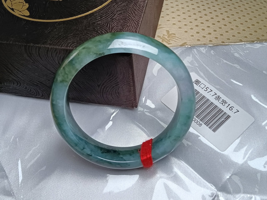 Dark Green &Light Green Burmese JGIA Certified Jadeite Bangle (Size:56 - 57mm) C008 - Jadeite Ding