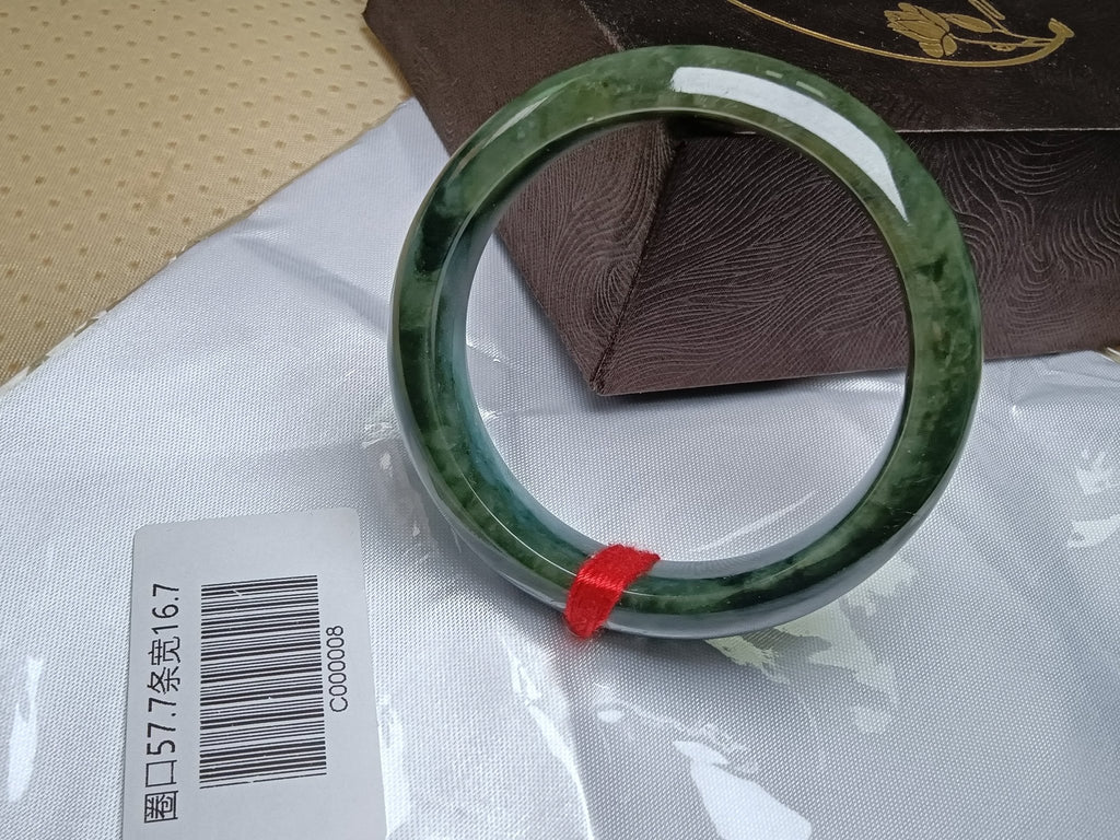Dark Green &Light Green Burmese JGIA Certified Jadeite Bangle (Size:56 - 57mm) C008 - Jadeite Ding