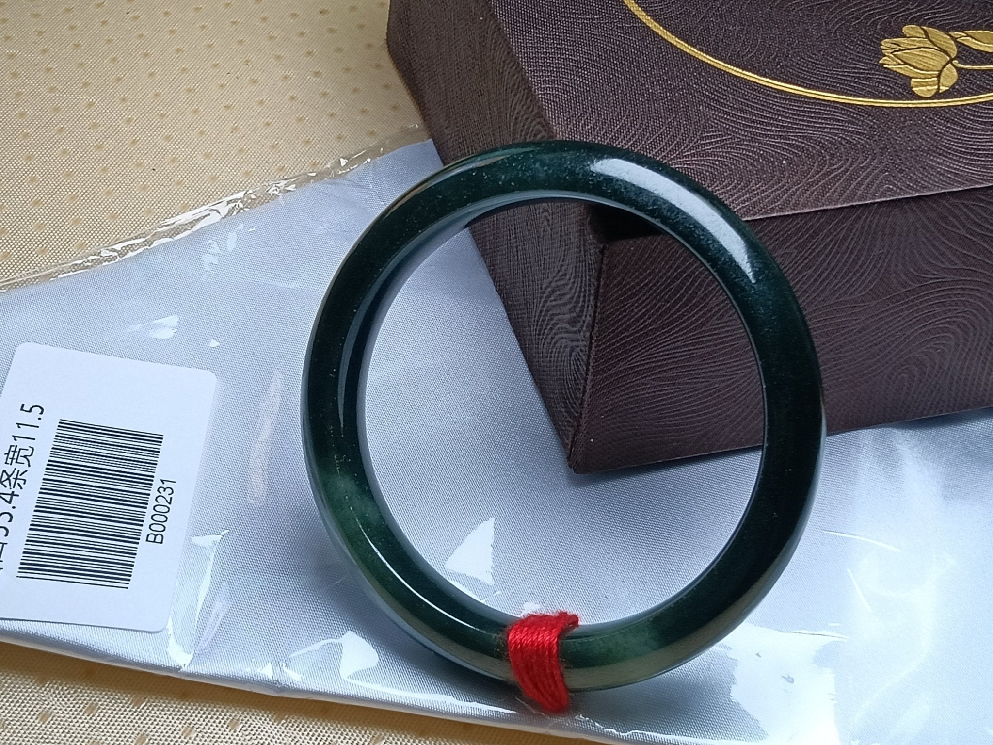 Dark Green with White Nature Type - A Jadeite Bangles (Size:54 - 55mm) B231 - Jadeite Ding