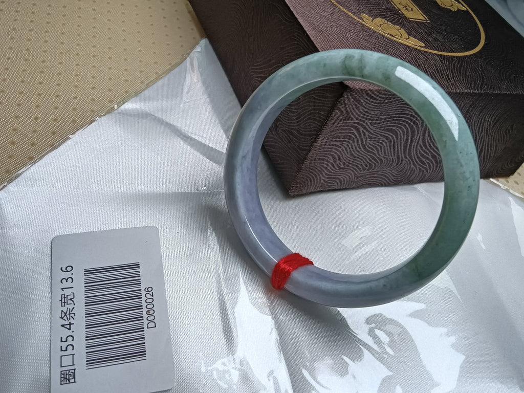 Half Water/Half Mountain Lavender&Green Burmese Jadeite Bracelet with Certificate (Size:55 - 56mm) - Jadeite Ding