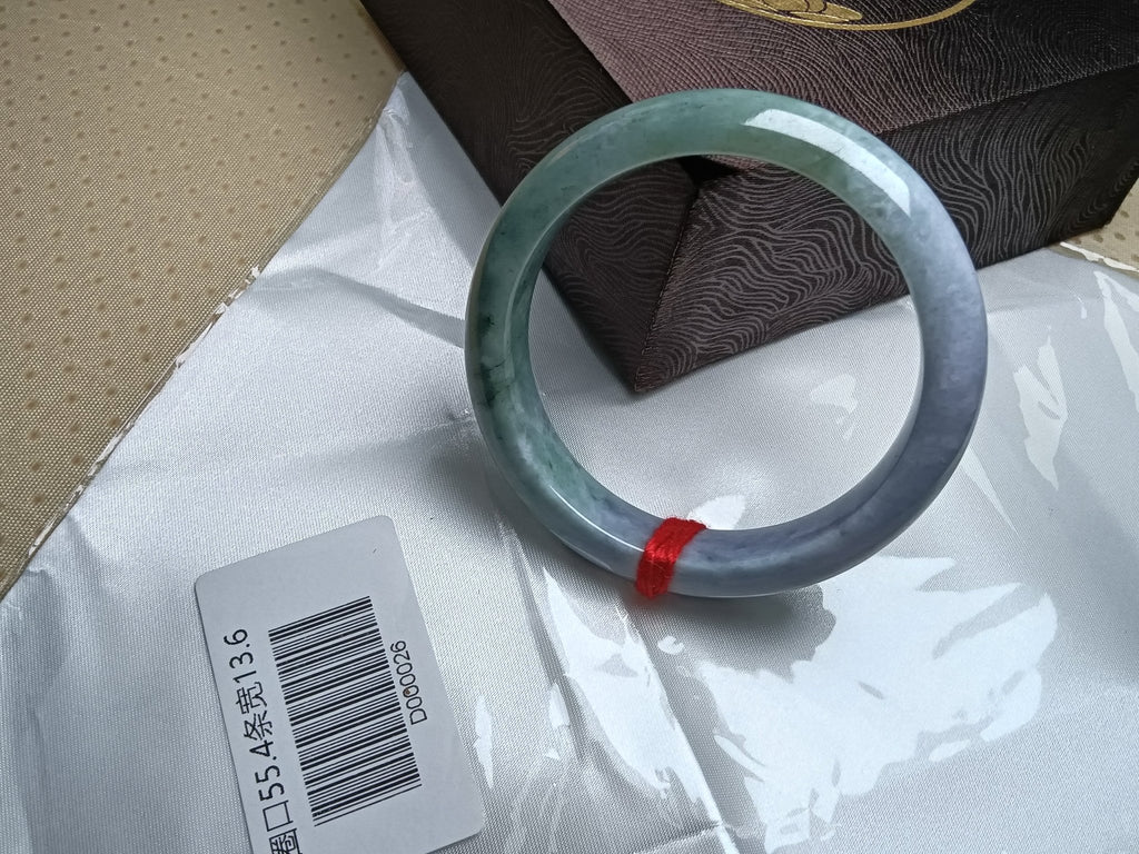 Half Water/Half Mountain Lavender&Green Burmese Jadeite Bracelet with Certificate (Size:55 - 56mm) - Jadeite Ding
