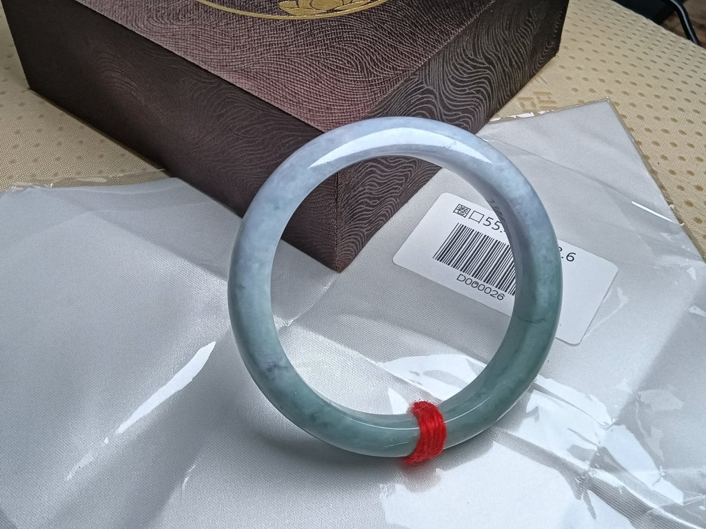 Half Water/Half Mountain Lavender&Green Burmese Jadeite Bracelet with Certificate (Size:55 - 56mm) - Jadeite Ding