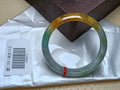 Icy Apple Green & White with Yellow - Brown Patches Burmess Grade A Jadeite Bracelets (Size:59.1mm) S019 - Jadeite Ding