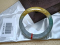 Icy Apple Green & White with Yellow - Brown Patches Burmess Grade A Jadeite Bracelets (Size:59mm) S020 - Jadeite Ding