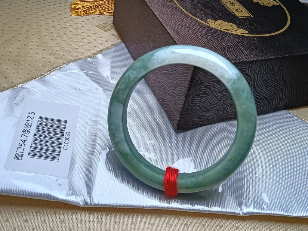 Icy Full Apple Green Nature Type - A Jadeite Bangles (Size:54 - 55mm) - Jadeite Ding