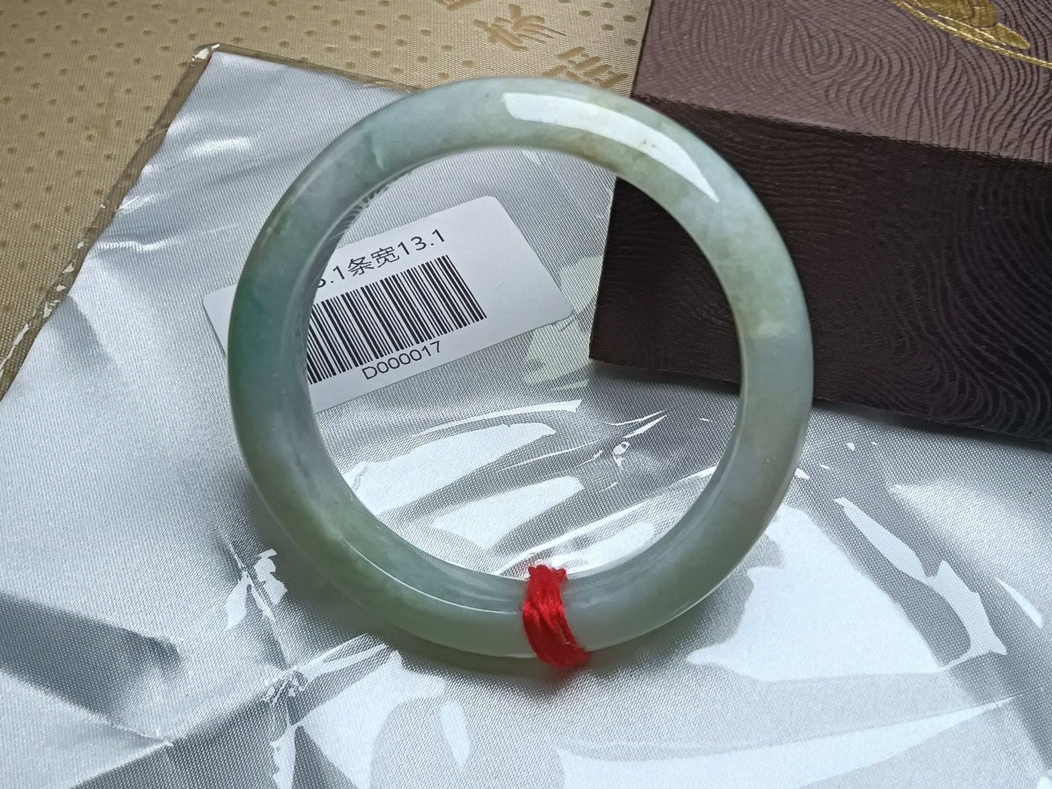 Icy Light Green Mixed Light Yellow Nature Type - A Jadeite Bangles (Size:54 - 55mm) D017 - Jadeite Ding