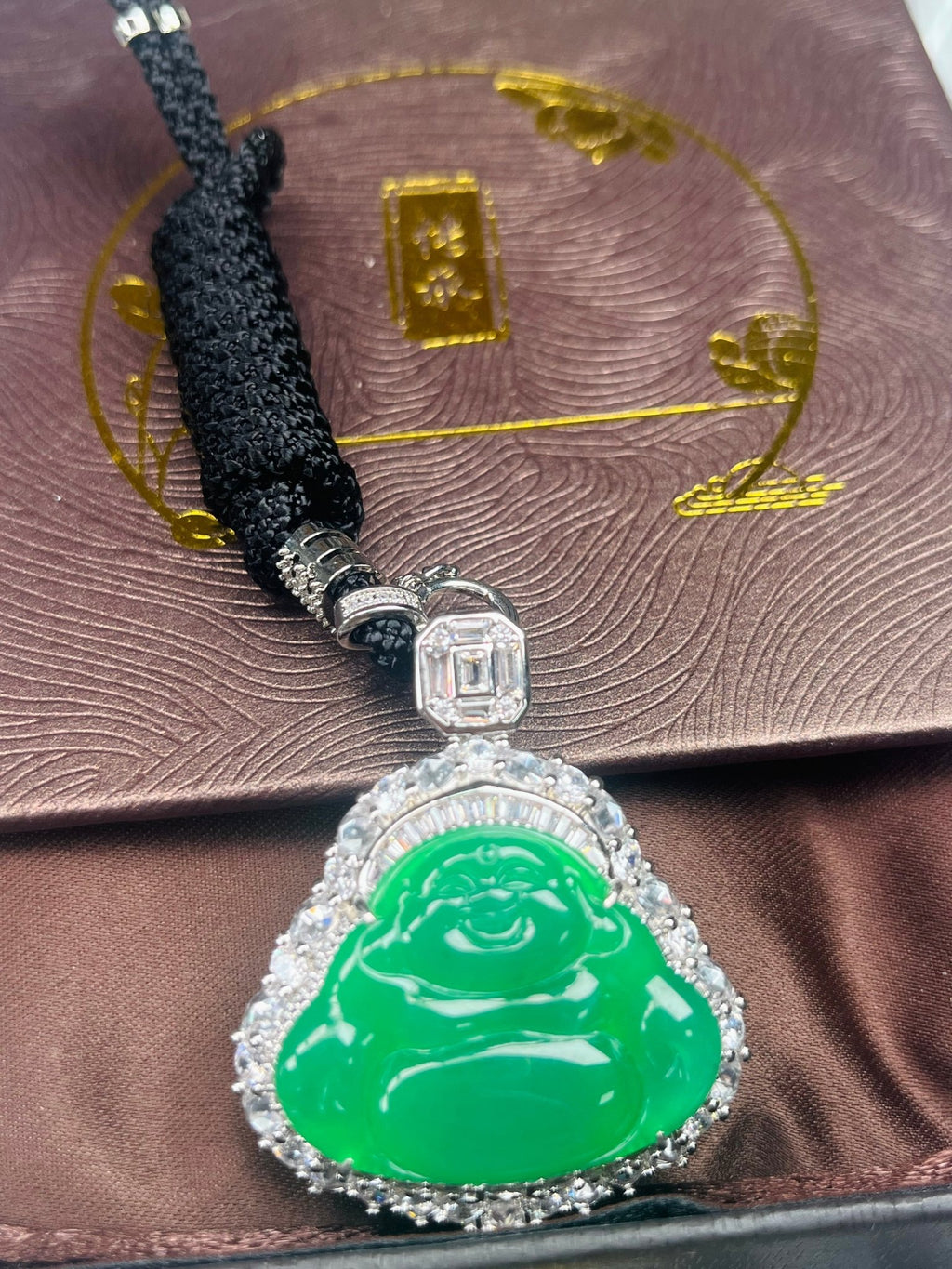 Imperial Green Nature Burmess Grade A Jadeite Buddha Pendant L - Jadeite Ding