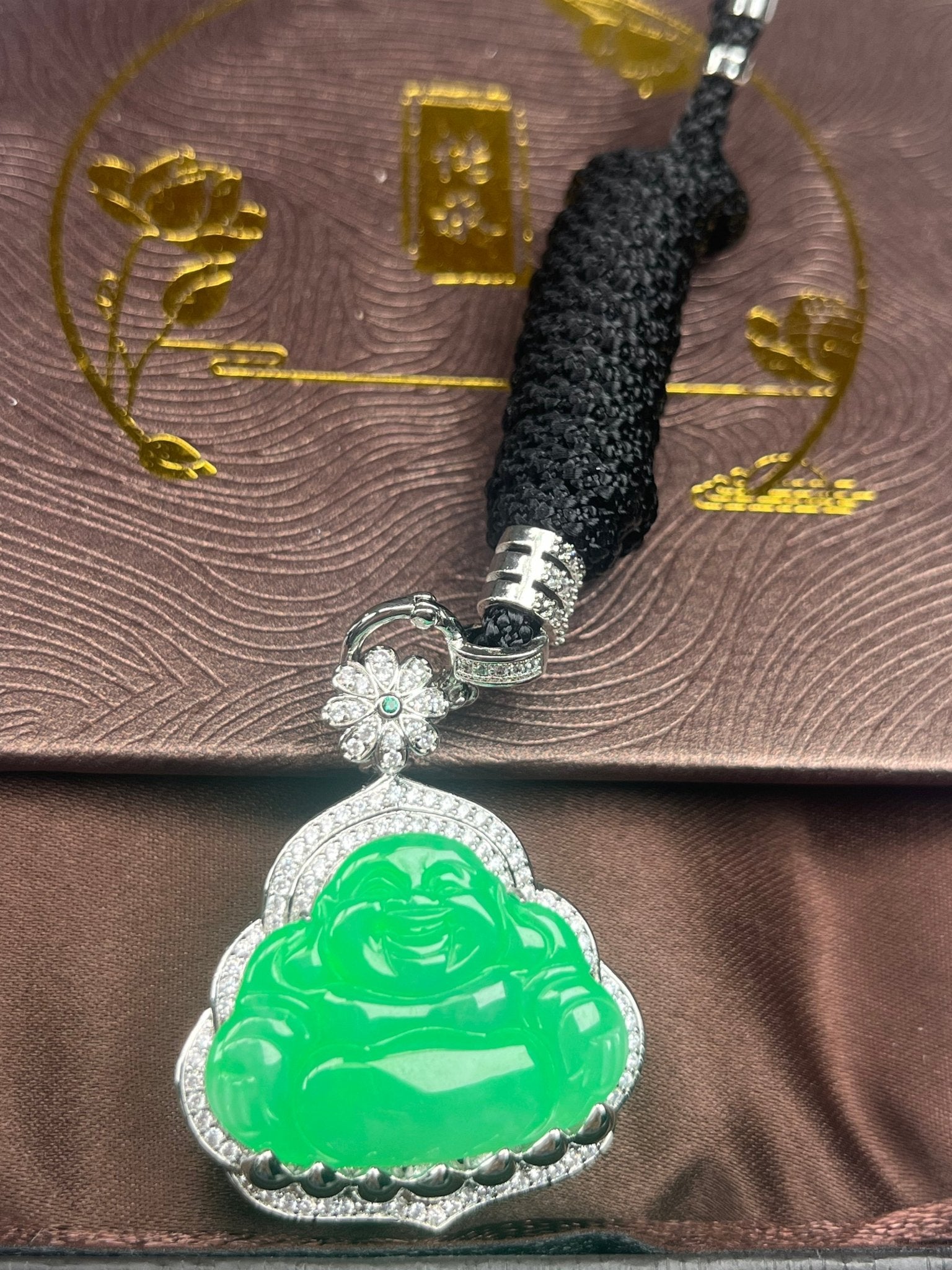 Imperial Green Nature Burmess Grade A Jadeite Buddha Pendant M - Jadeite Ding