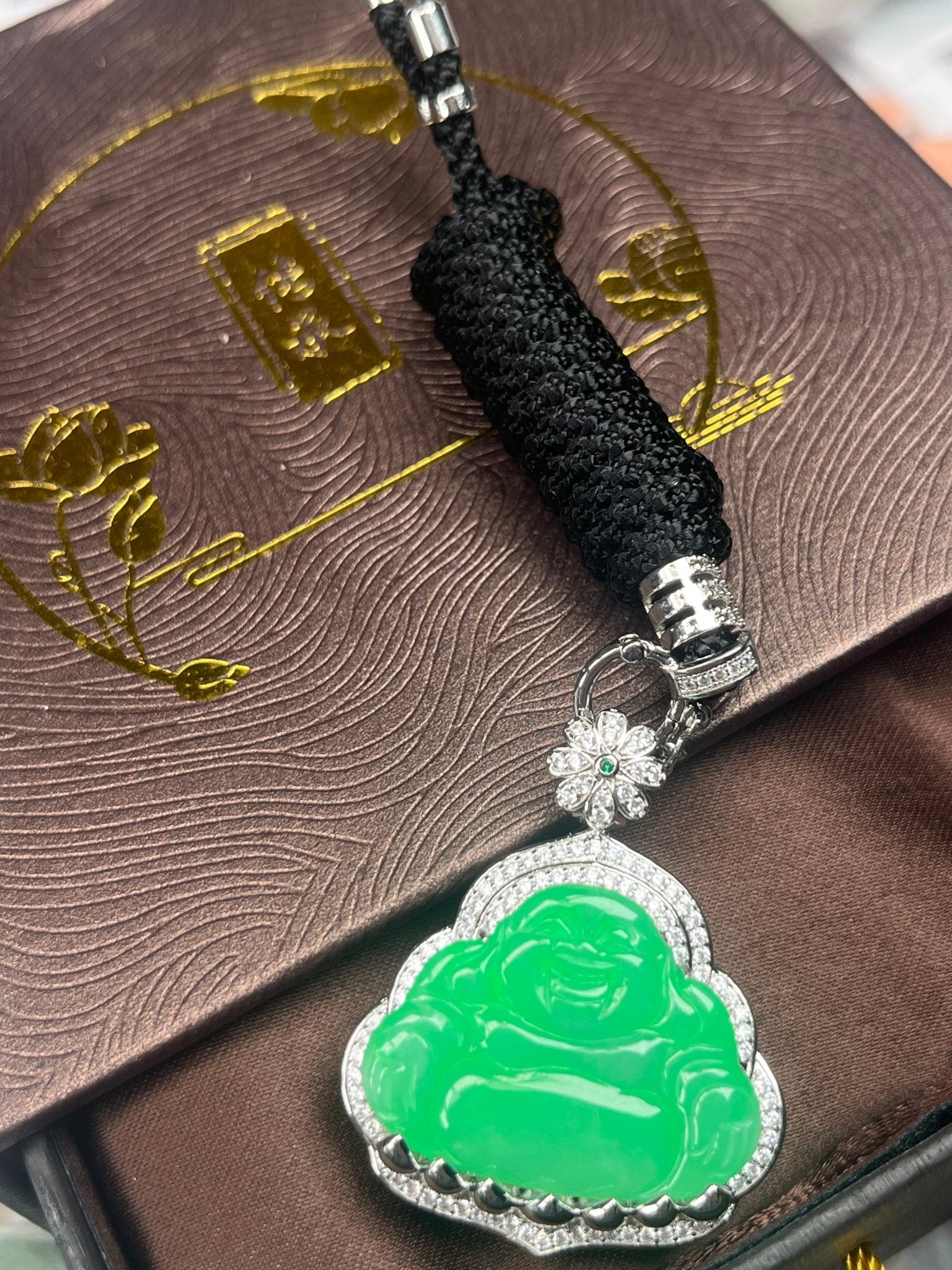 Imperial Green Nature Burmess Grade A Jadeite Buddha Pendant M - Jadeite Ding