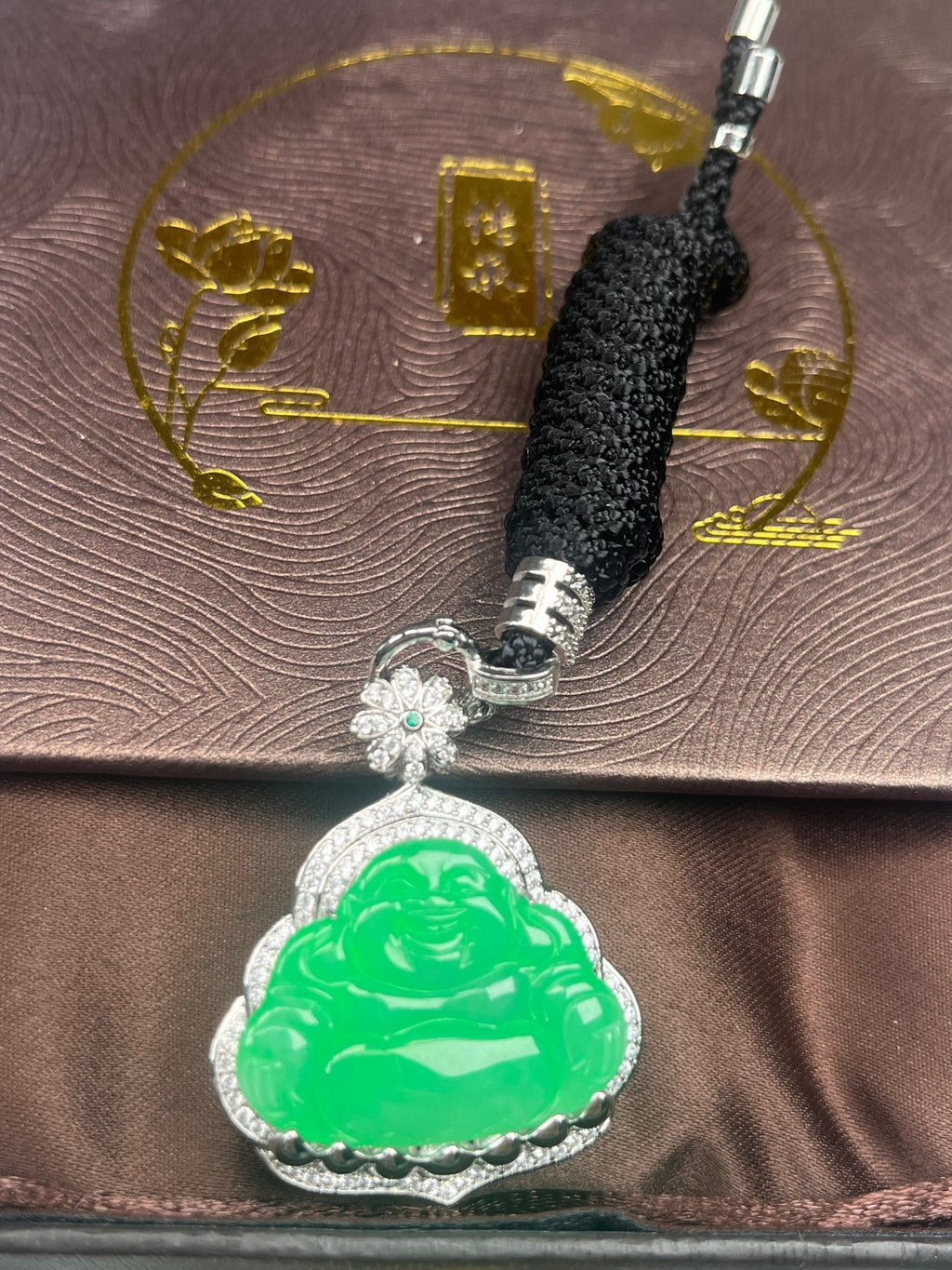 Imperial Green Nature Burmess Grade A Jadeite Buddha Pendant M - Jadeite Ding