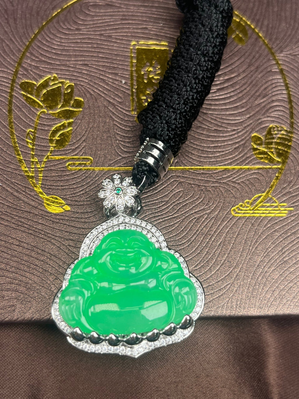 Imperial Green Nature Burmess Grade A Jadeite Buddha Pendant M - Jadeite Ding