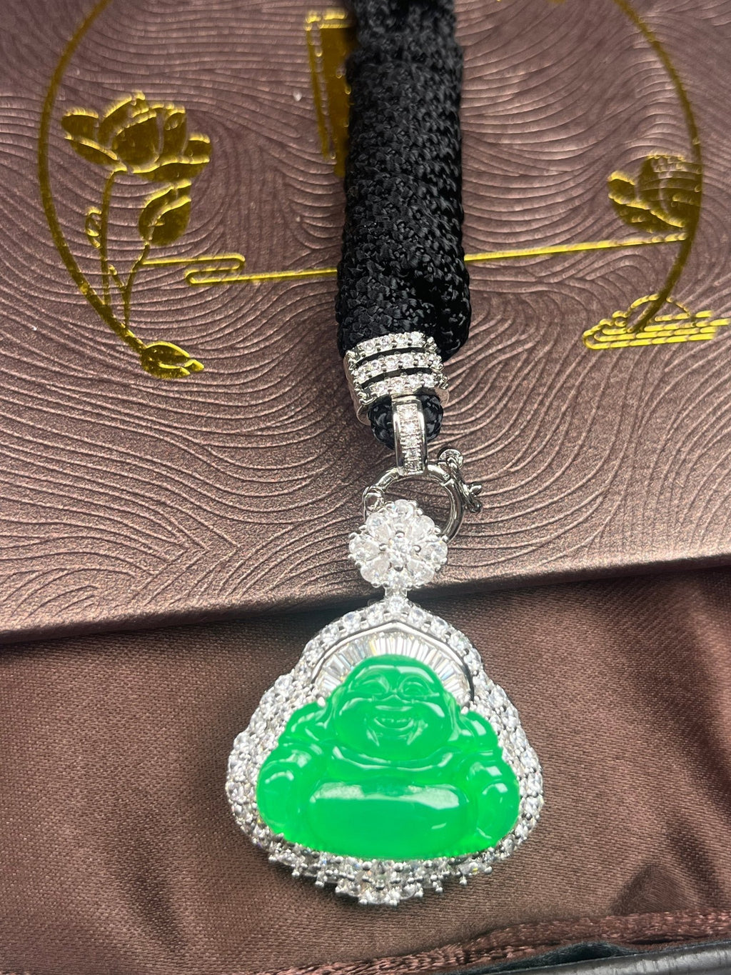 Imperial Green Nature Burmess Grade A Jadeite Buddha Pendant S - Jadeite Ding
