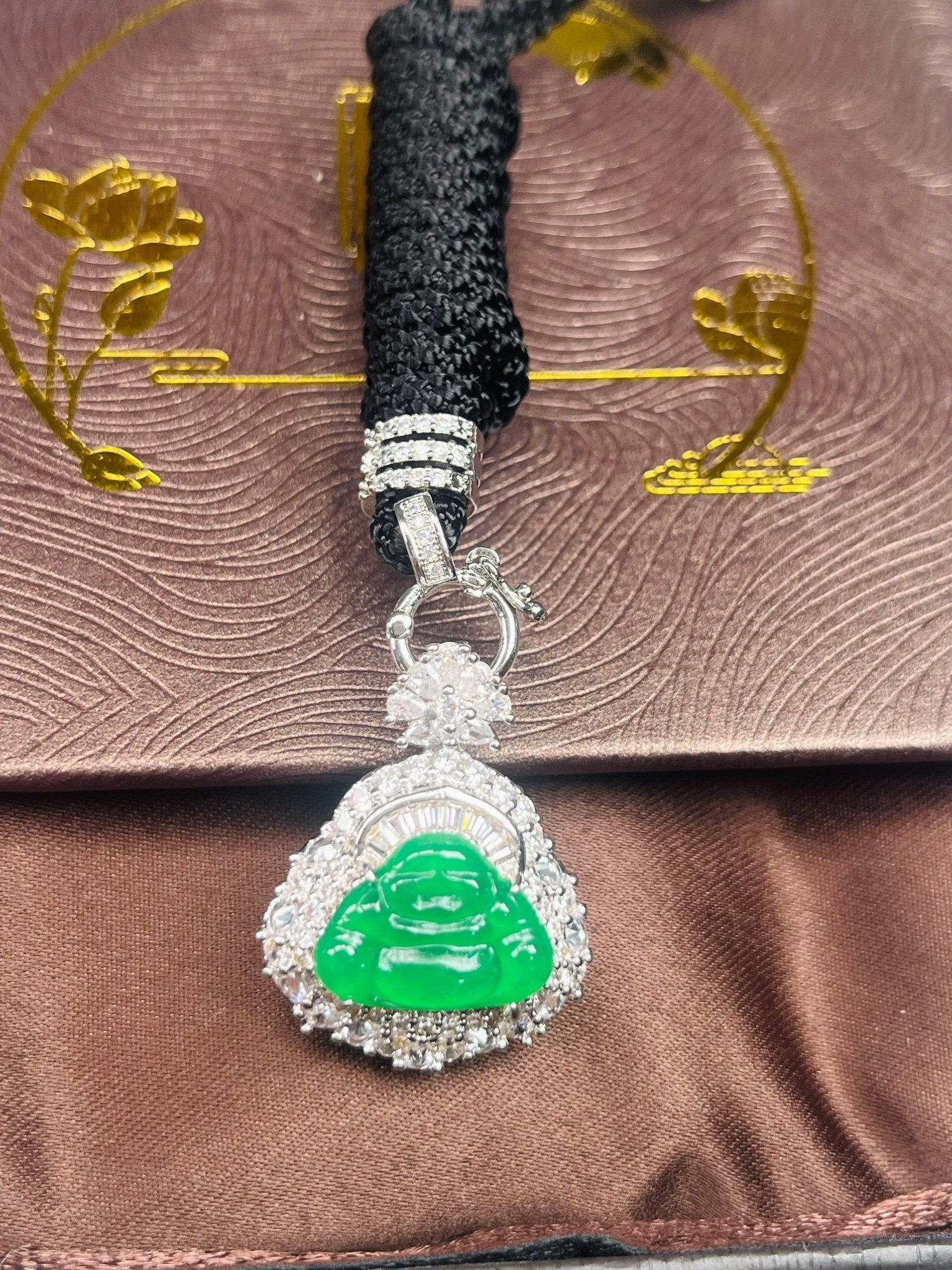Imperial Green Nature Burmess Grade A Jadeite Buddha Pendant XS - Jadeite Ding