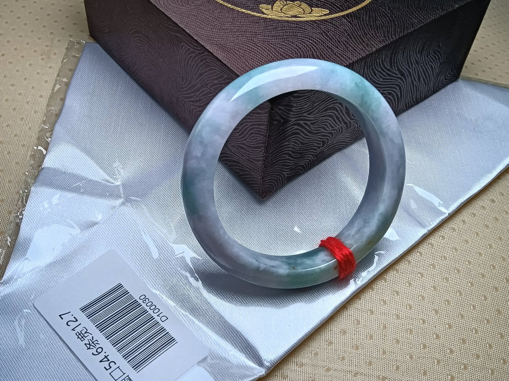 Lanvender mixed Green with Sajin Floating Flower Nature Type - A Jadeite Bangles (Size:54 - 55mm) D030 - Jadeite Ding