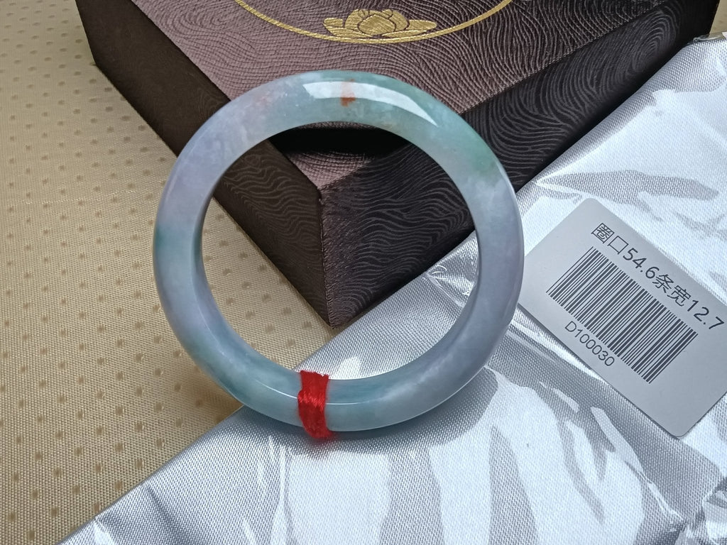 Lanvender mixed Green with Sajin Floating Flower Nature Type - A Jadeite Bangles (Size:54 - 55mm) D030 - Jadeite Ding