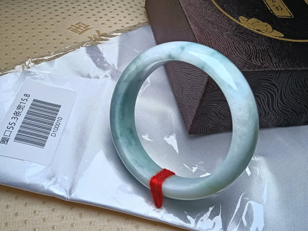 Lavender&Green with Floating Flower Burmese JGIA Certified Jadeite Bangle (Size:55 - 56mm) - Jadeite Ding