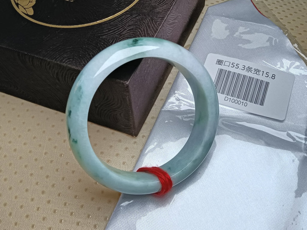 Lavender&Green with Floating Flower Burmese JGIA Certified Jadeite Bangle (Size:55 - 56mm) - Jadeite Ding