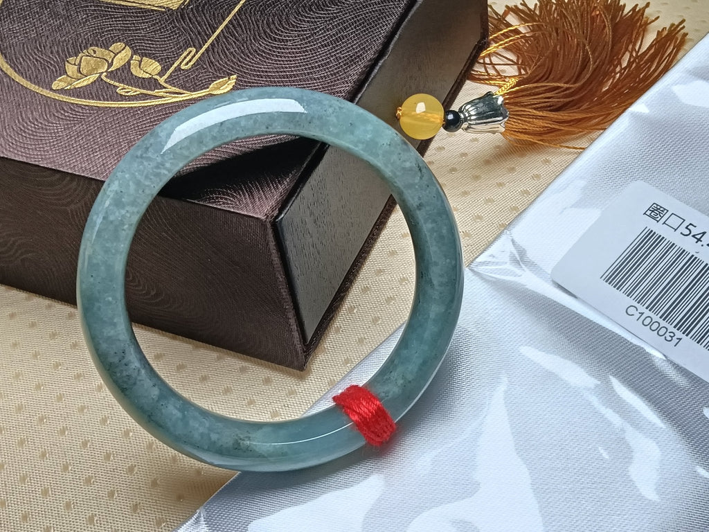 Light Apple Green with Wuji Spot Nature Type - A Jadeite Bangles (Size:54 - 55mm) C031 - Jadeite Ding