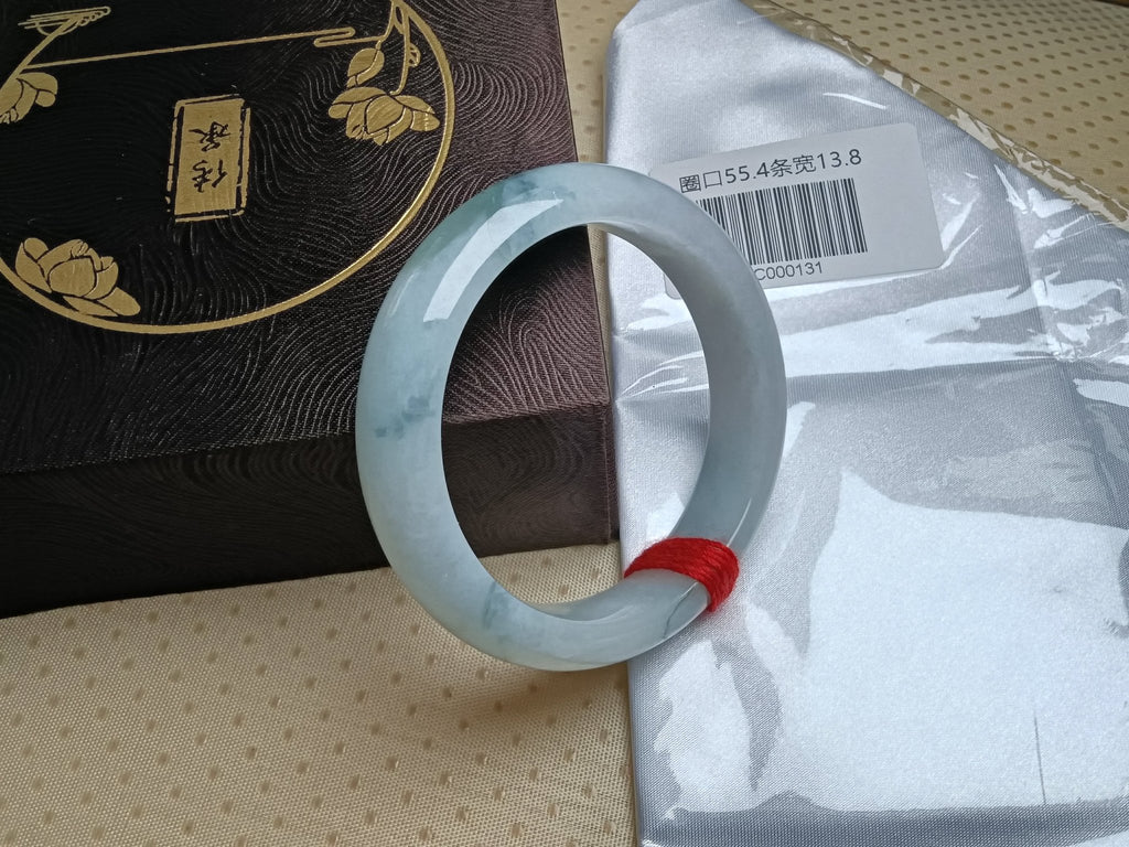 Light Green and Less Lavender Natural Grade - A Jadeite Bangles (Size:55 - 56mm) - Jadeite Ding