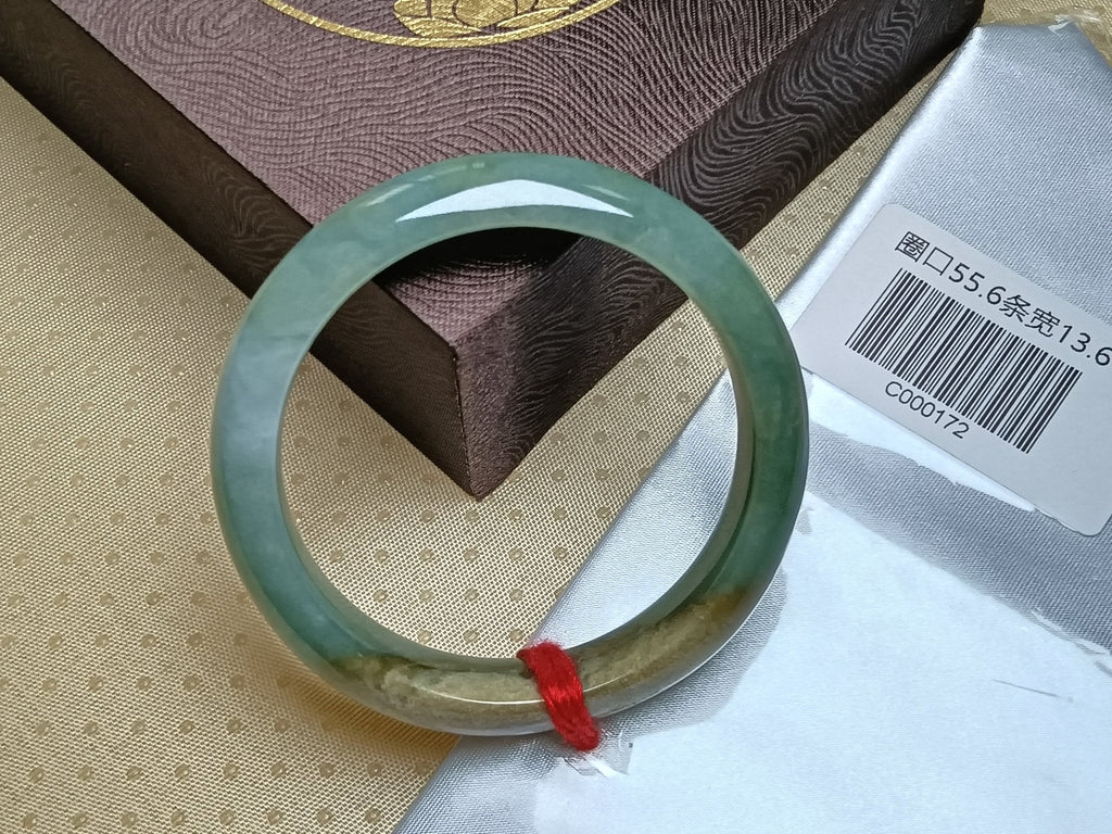 Light Green with Sajin Flowing Flower Nature Type - A Jadeite Bangles (Size:55 - 56mm) C172 - Jadeite Ding