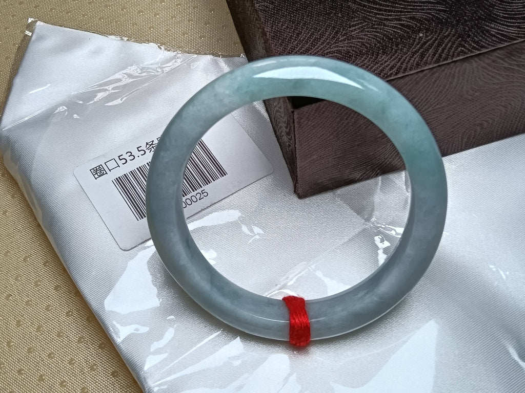 Light Lavender&Green Burmese Jadeite Bracelet with Certificate (Size:53 - 54mm) - Jadeite Ding