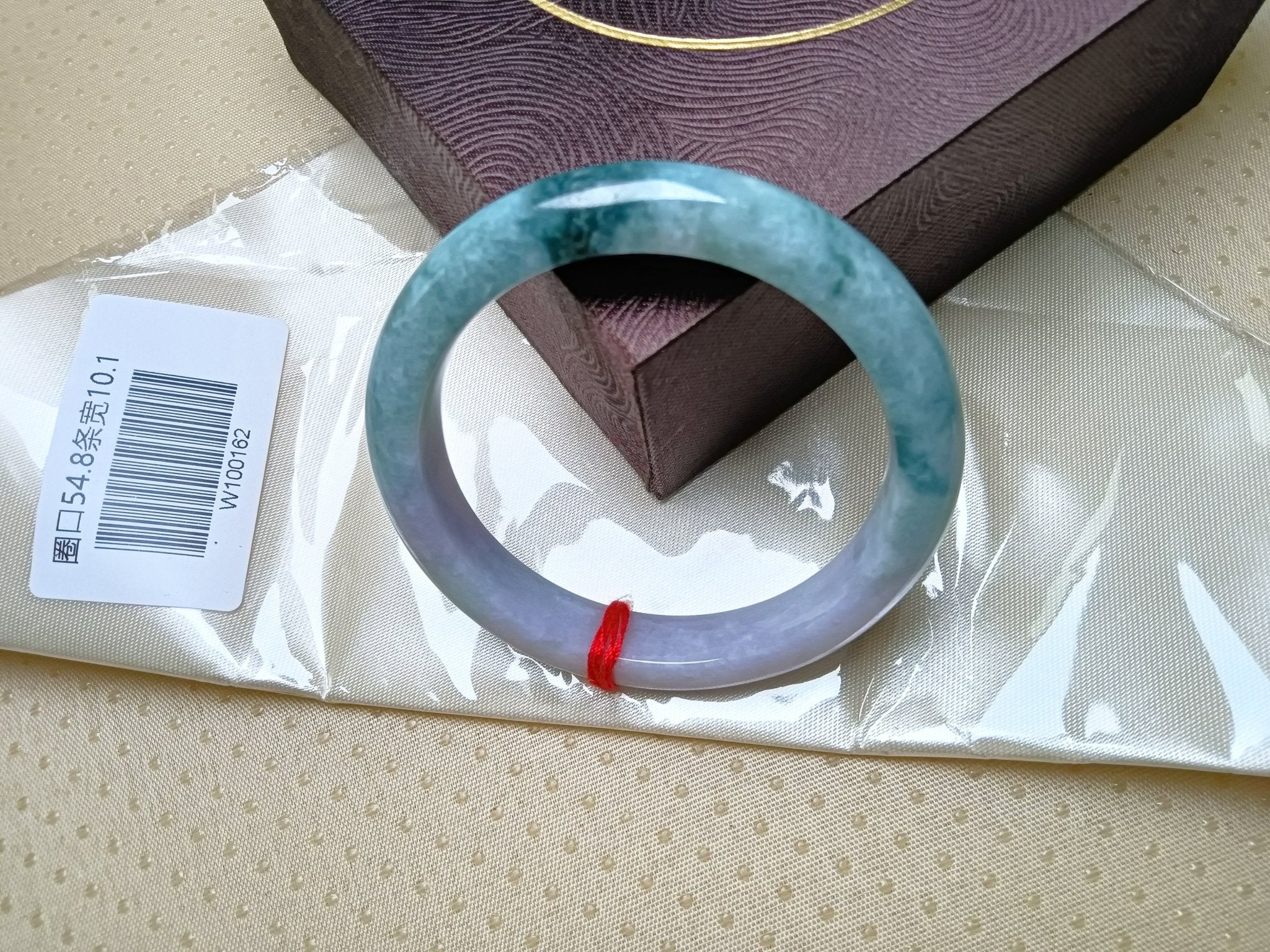 Natural Green mixed Light Lavender Jadeite Bangle (Size:54 - 55mm) - Jadeite Ding