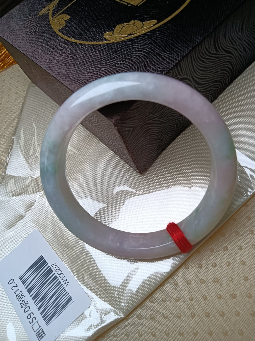 Pinkish Lavender with Light Apple Green Myanmar Jadeite Bracelet (Size: 59mm) W237 - Jadeite Ding