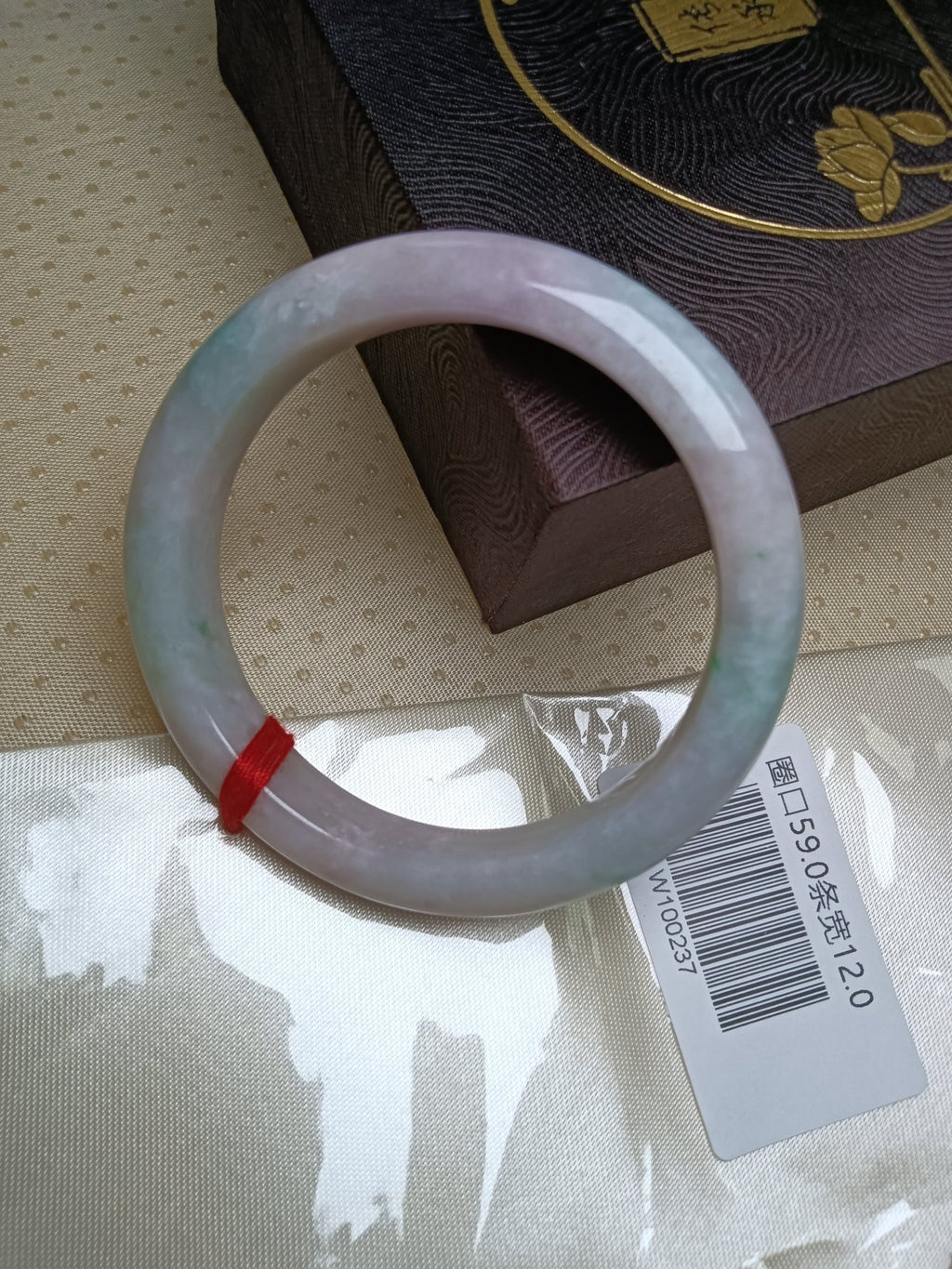 Pinkish Lavender with Light Apple Green Myanmar Jadeite Bracelet (Size: 59mm) W237 - Jadeite Ding