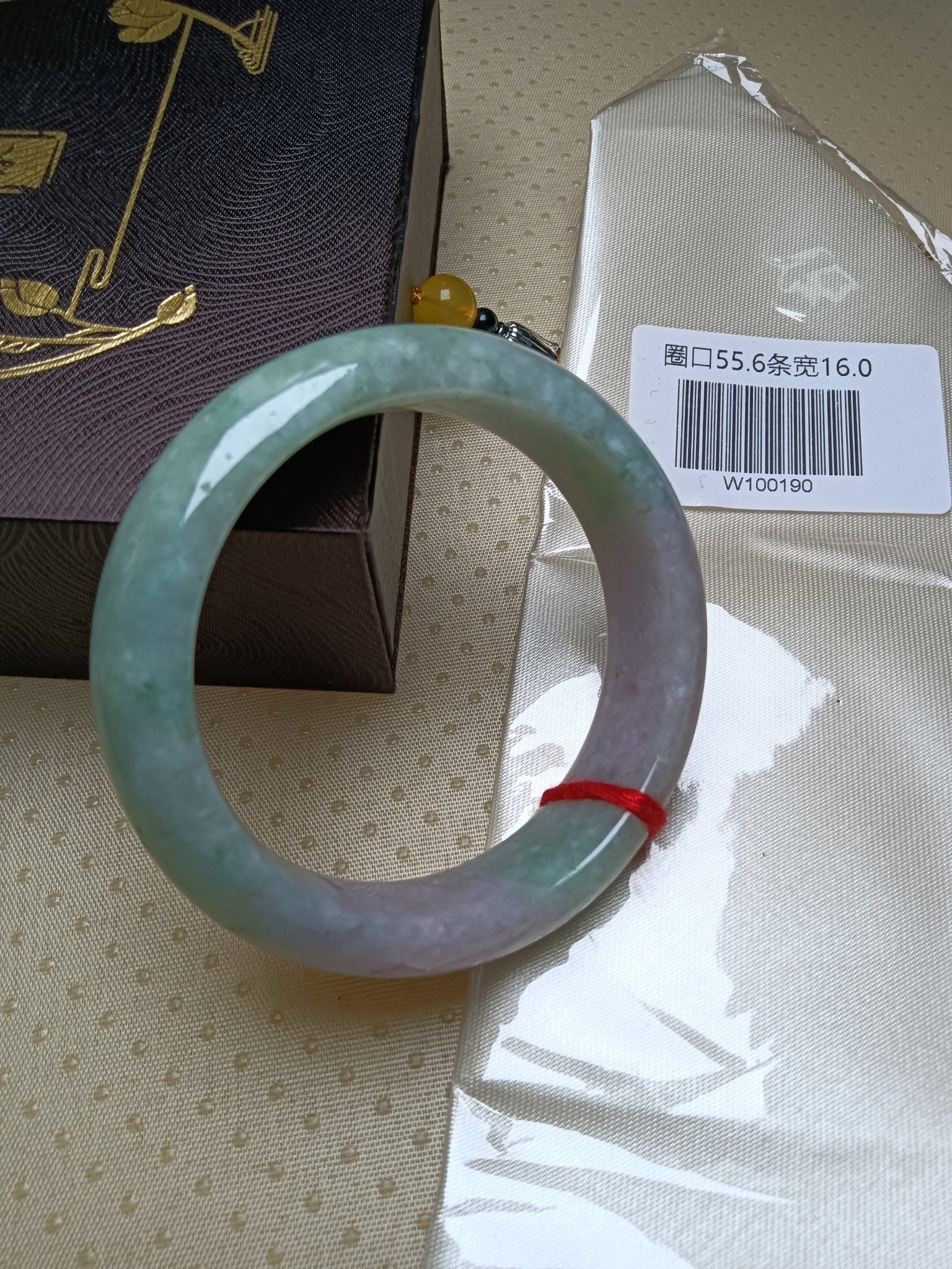 Spring Color Light Lavender mixed Apple Green Burmess Jadeite Bracelet (Size: 55 - 56mm) - Jadeite Ding