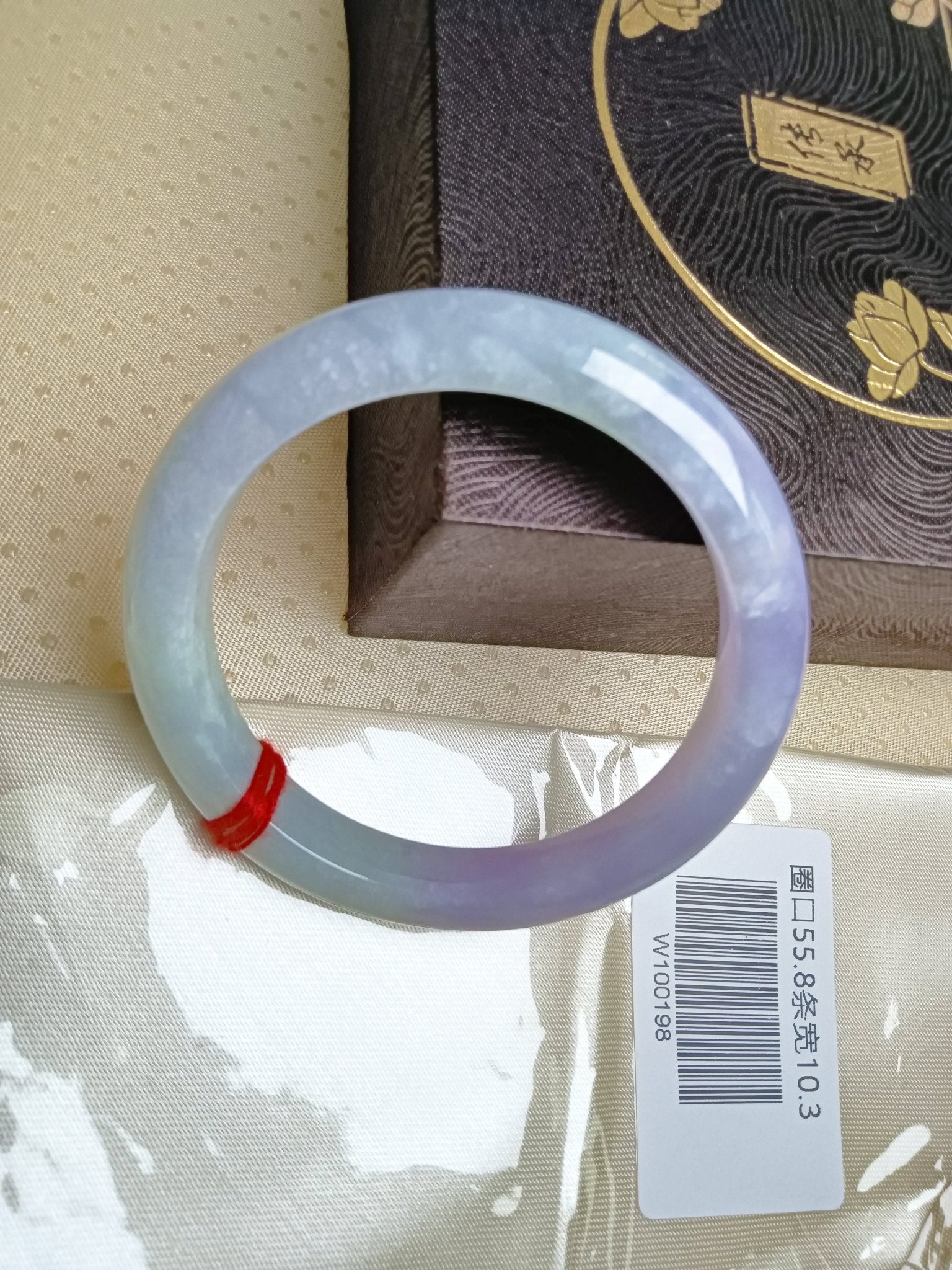 Spring Color Light Lavender mixed Apple Green Burmess Jadeite Bracelet (Size: 55 - 56mm) - Jadeite Ding