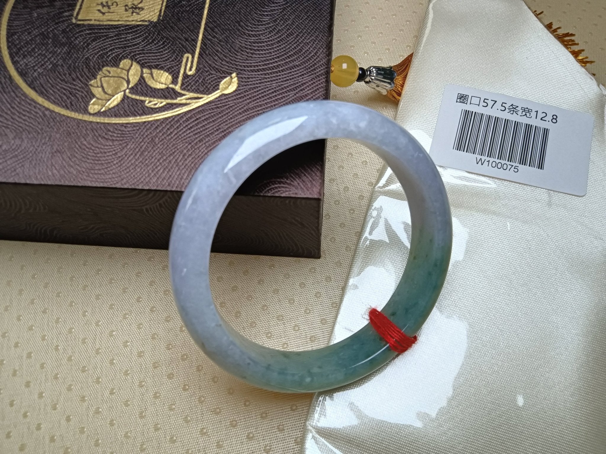 Spring Color Light Lavender mixed Green Natural Jadeite Bangle(Size: 57 - 58mm) - Jadeite Ding