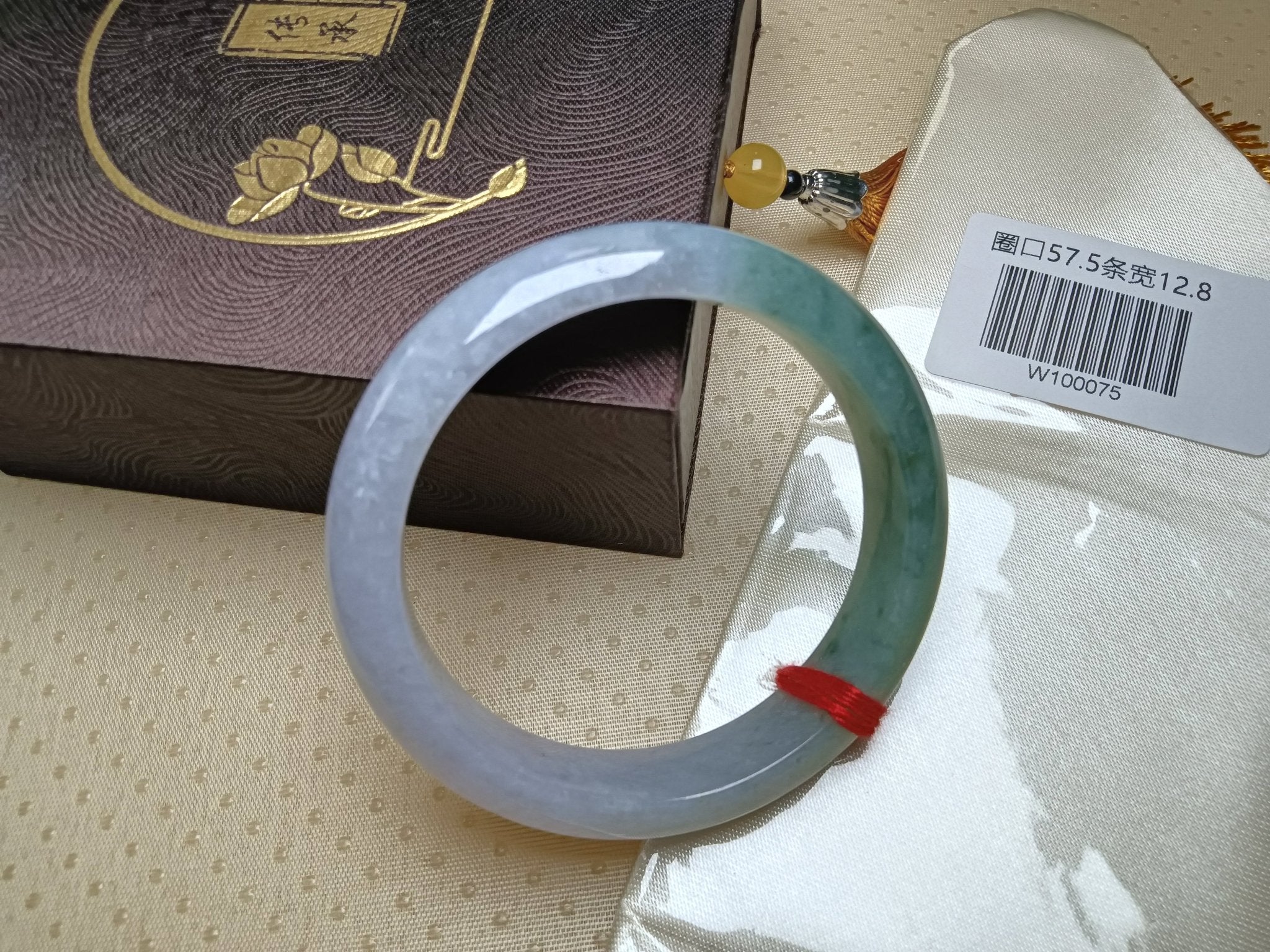 Spring Color Light Lavender mixed Green Natural Jadeite Bangle(Size: 57 - 58mm) - Jadeite Ding