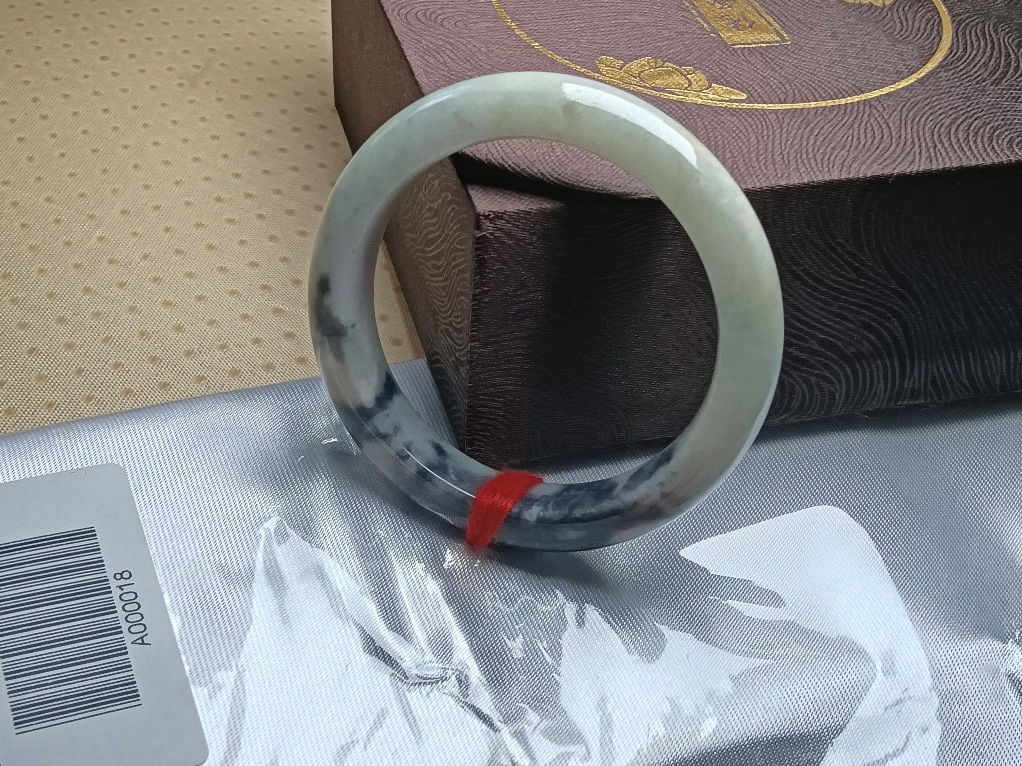 Transparent Moonlight Color with Yellow and "Wuji" Natural Type - A Jade Bangle(Size: 51mm) A018 - Jadeite Ding