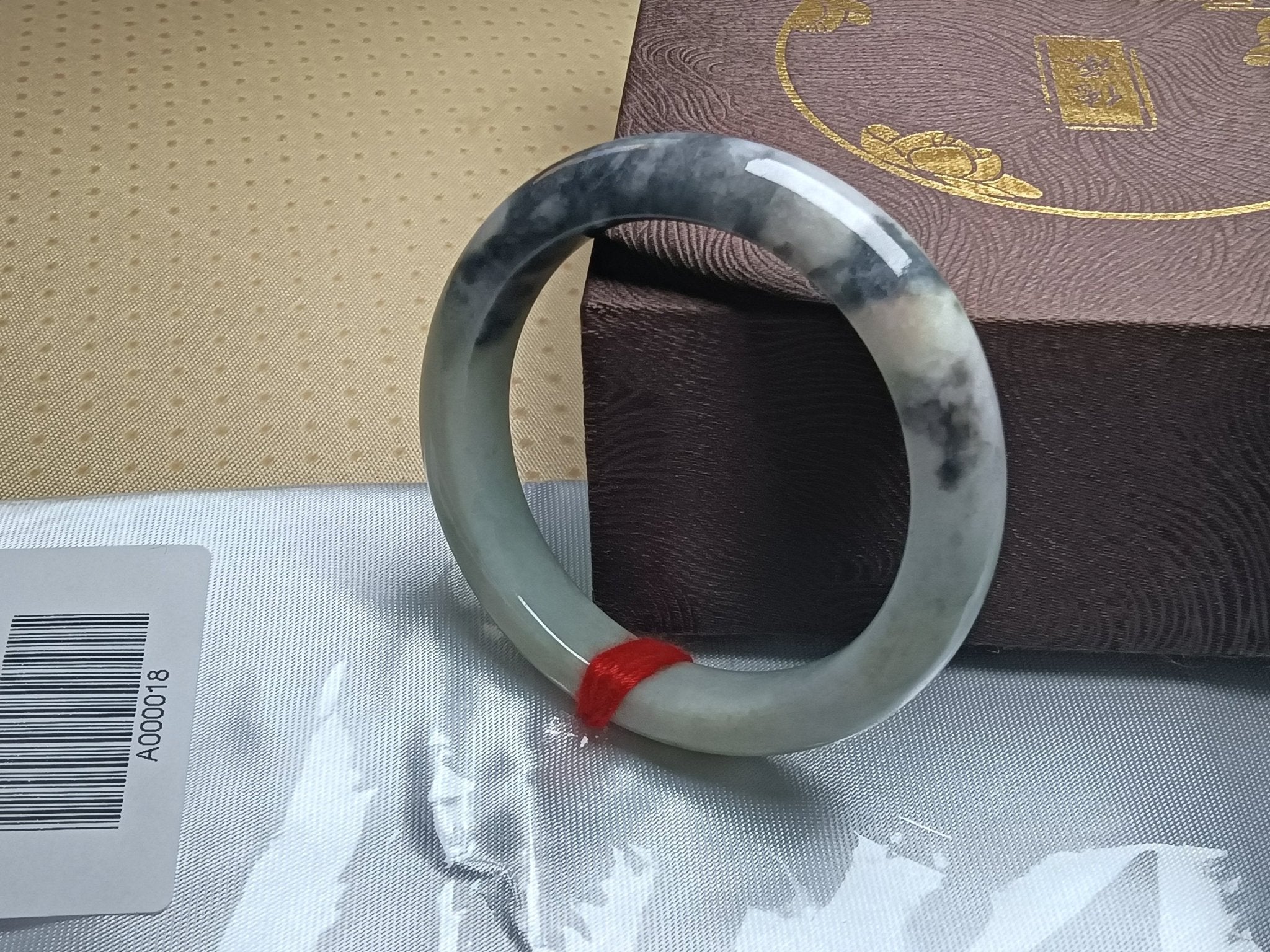 Transparent Moonlight Color with Yellow and "Wuji" Natural Type - A Jade Bangle(Size: 51mm) A018 - Jadeite Ding