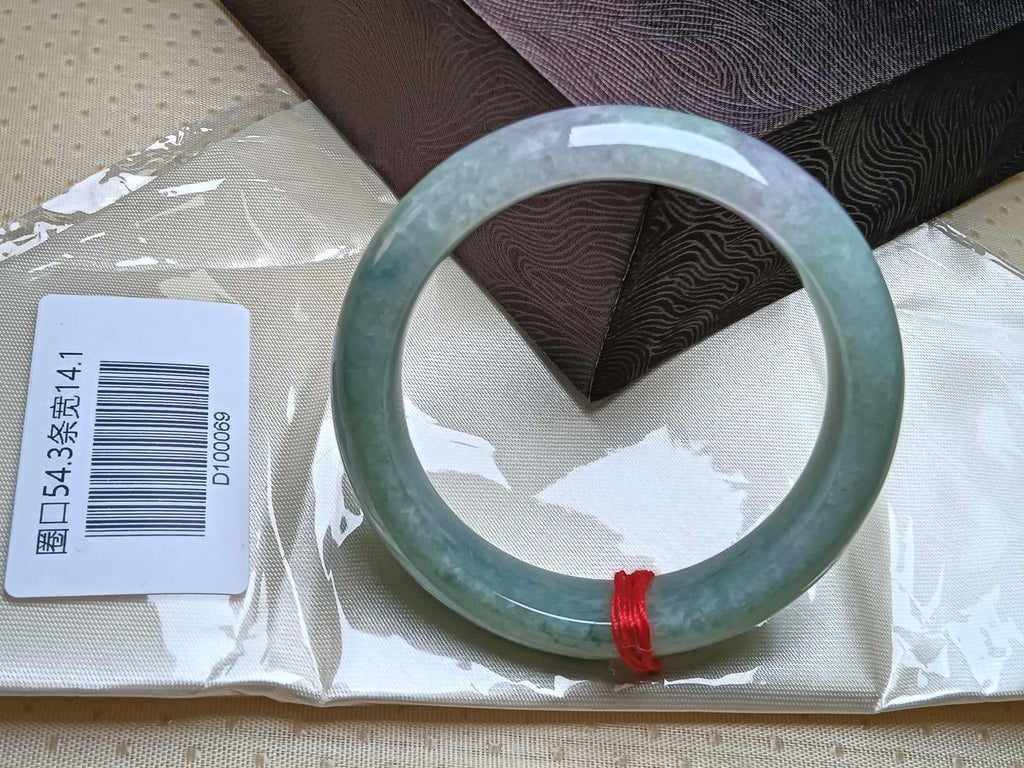 Trasparent Green mixed LavenderBurmese JGIA Certified Jadeite Bangle (Size:54 - 55mm) - Jadeite Ding