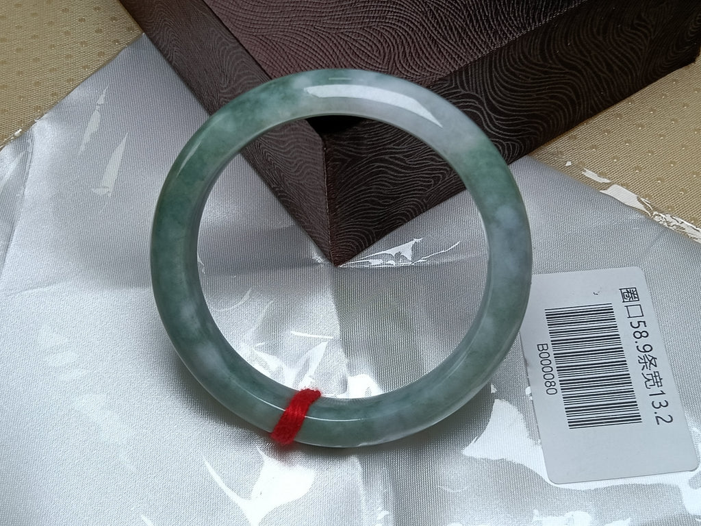 Watery Full Apple Green Nature Type - A Jadeite Bangles (Size:58 - 59mm) - Jadeite Ding