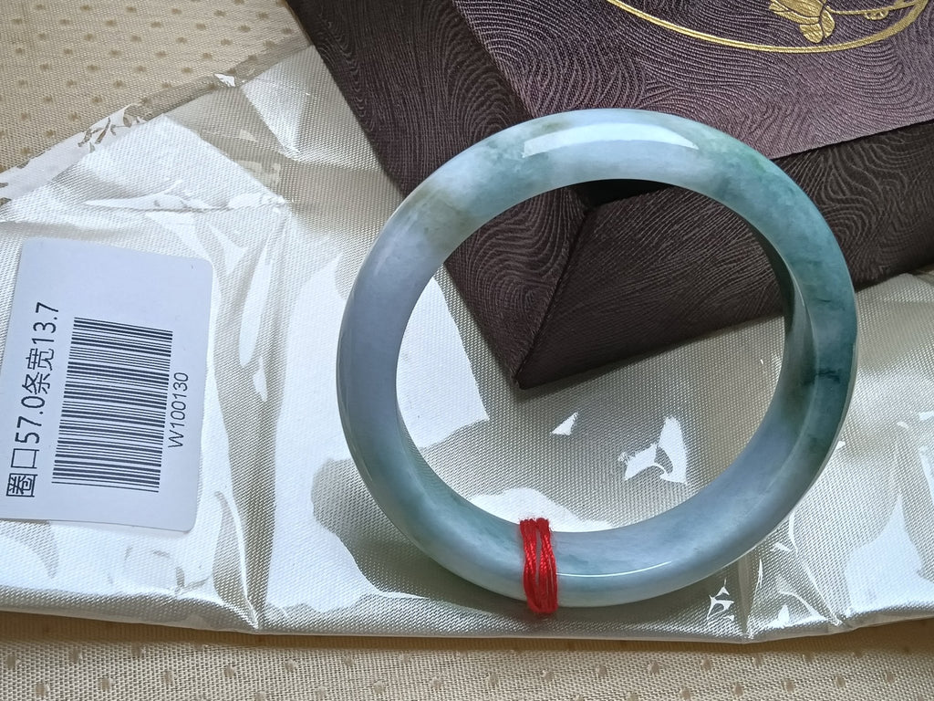 Watery Green & Lavendar Burmese JGIA Certified Jadeite Bangle (Size:56 - 57mm) W130 - Jadeite Ding