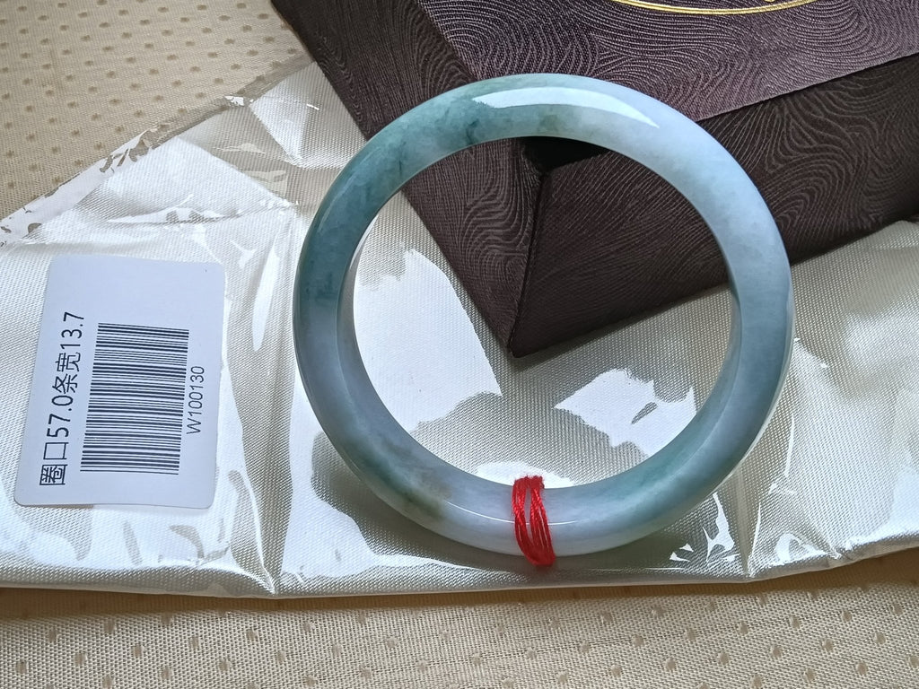 Watery Green & Lavendar Burmese JGIA Certified Jadeite Bangle (Size:56 - 57mm) W130 - Jadeite Ding